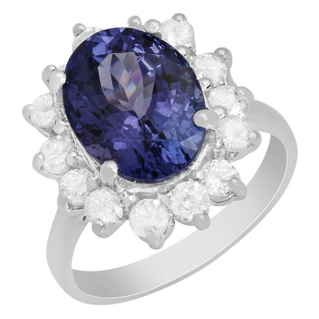 14k White Gold 5.16ct Tanzanite 1.01ct Diamond Ring: Retail: $15,900.00 ****** 14k White Gold 5.16ct Tanzanite 1.01ct Diamond Ring ****** Metal: 14K White Gold / Total Item Weight: 6.00 grams / Country Made: United States / / Main Stone: Tanzanite / Col
