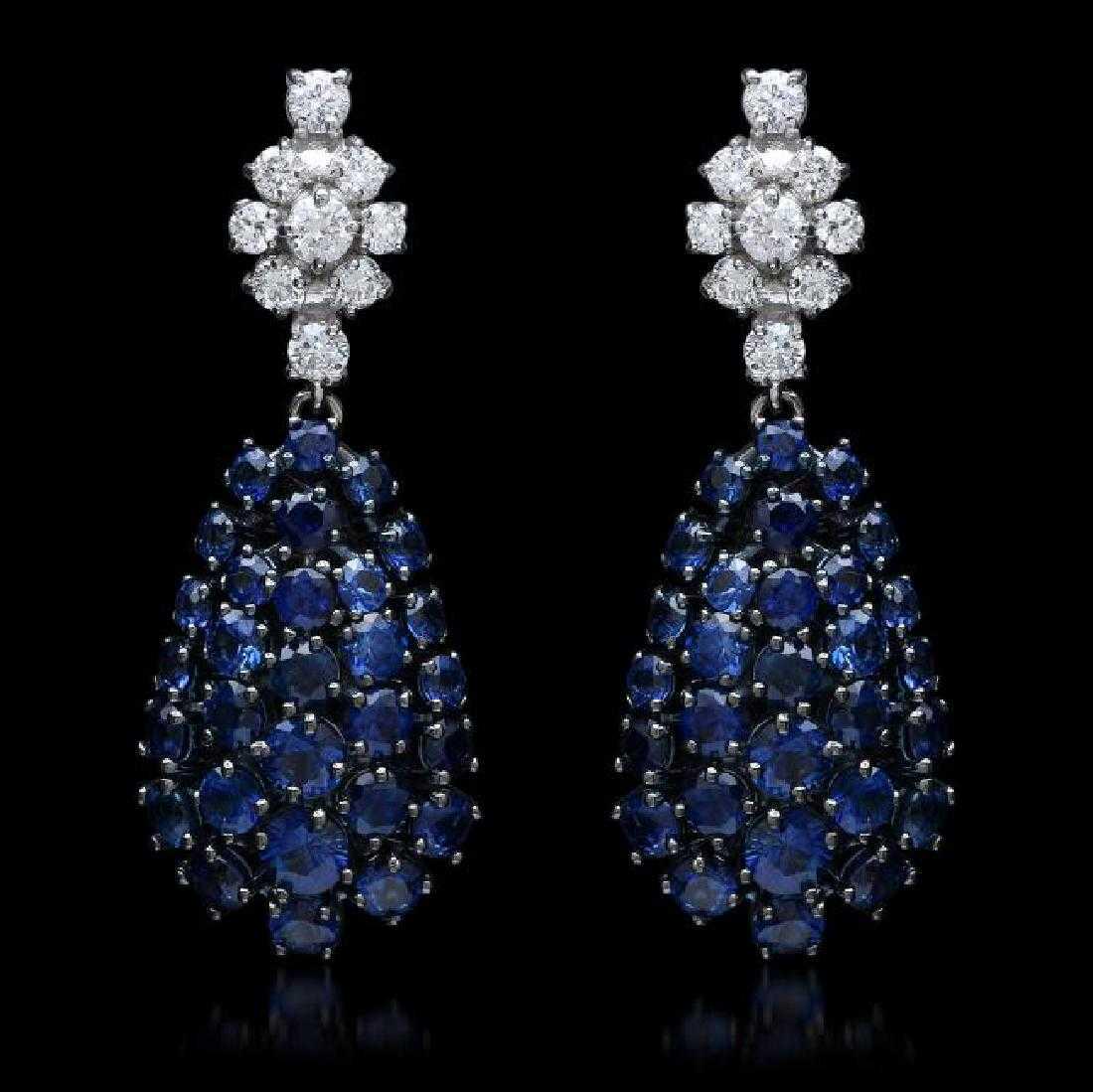 14K Black and White Gold 7.04ct Sapphire and 0.72ct Diamond Earrings: Retail: $5,760.00 ****** 14K Black and White Gold 7.04ct Sapphire and 0.72ct Diamond Earrings ****** Metal: 14K Black and White Gold / Total Item Weight: 6.8 Grams / Country Made: United States / / Ma