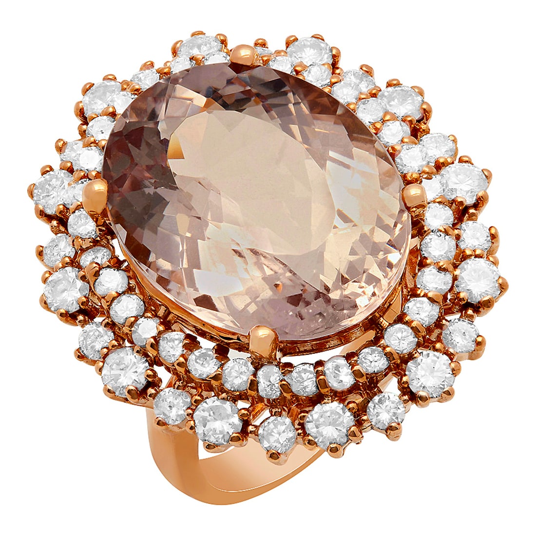 14k Rose Gold 11.61ct Kunzite 1.94ct Diamond Ring: Retail: $13,375.00 ****** 14k Rose Gold 11.61ct Kunzite 1.94ct Diamond Ring ****** Metal: 14K Rose Gold / Total Item Weight: 10.40 grams / Country Made: United States / / Main Stone: Kunzite / Color: