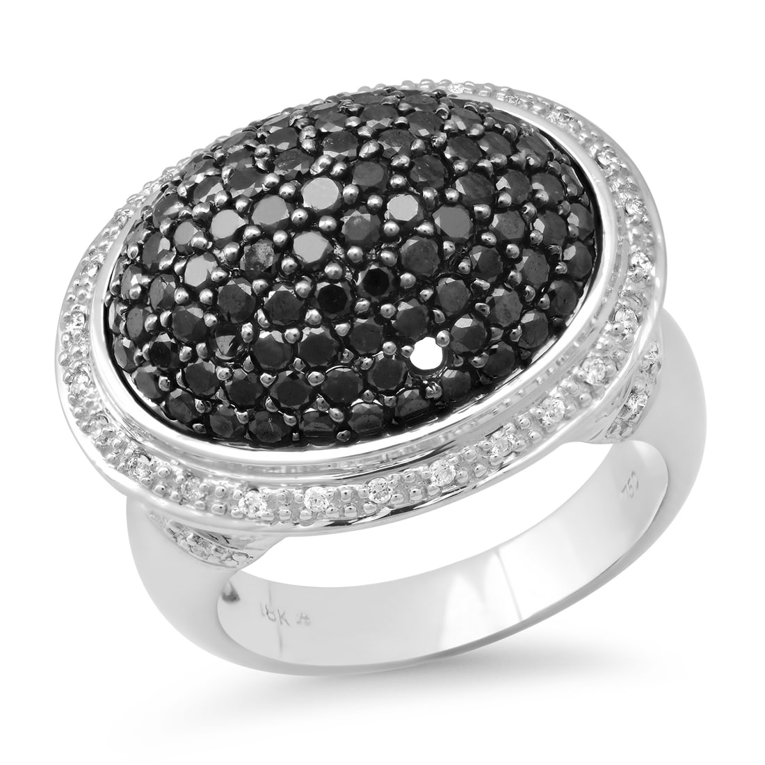 18K White Gold Setting with 2.00ct Fancy Black Diamonds and 0.18ct Diamond Ring: Retail: $6,600.00 ****** 18K White Gold Setting with 2.00ct Fancy Black Diamonds and 0.18ct Diamond Ring ****** Size: 7.25(we offer free resizing to winning bidders) / Metal: 18K White Gold / Total It