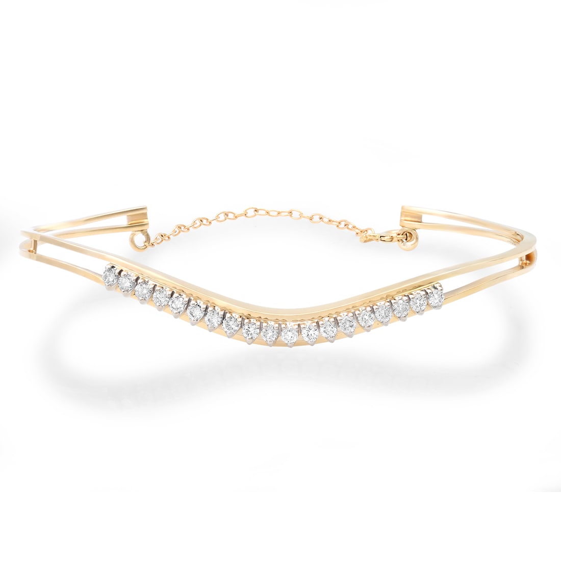 14K Yellow Gold Setting with 0.76ct Diamond Ladies Bangle Bracelet: Retail: $4,150.00 ****** 14K Yellow Gold Setting with 0.76ct Diamond Ladies Bangle Bracelet ****** Metal: 14K Yellow Gold / Total Item Weight: 6.6 Grams / Country Made: United States / / Main Stone: D