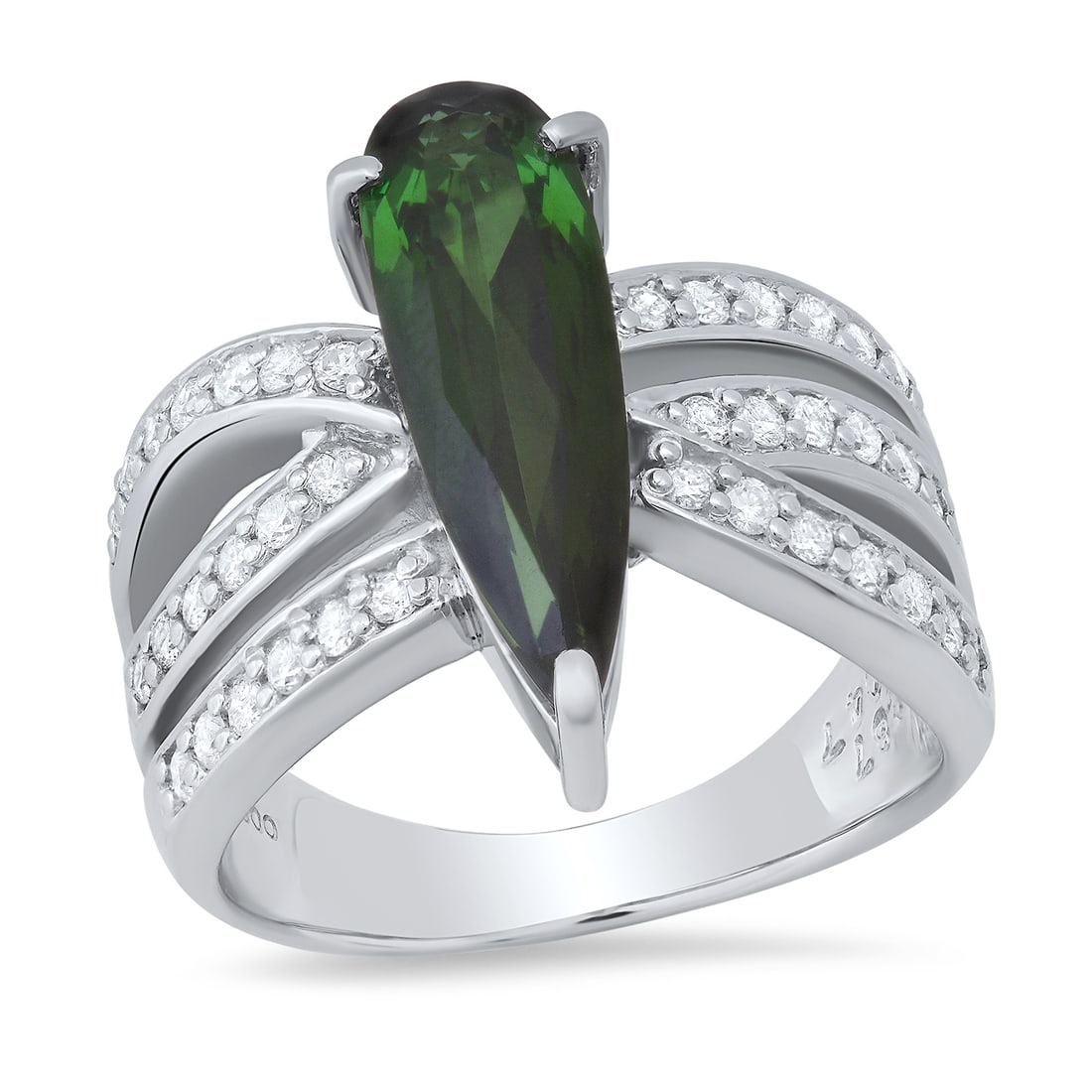 Platinum Setting with 2.87ct Tourmaline and 0.47ct Diamond Ladies Ring: Retail: $6,940.00 ****** Platinum Setting with 2.87ct Tourmaline and 0.47ct Diamond Ladies Ring ****** Size: 7.5 (we offer free resizing to winning bidders) / Metal: Platinum / Total Item Weight: 13.3