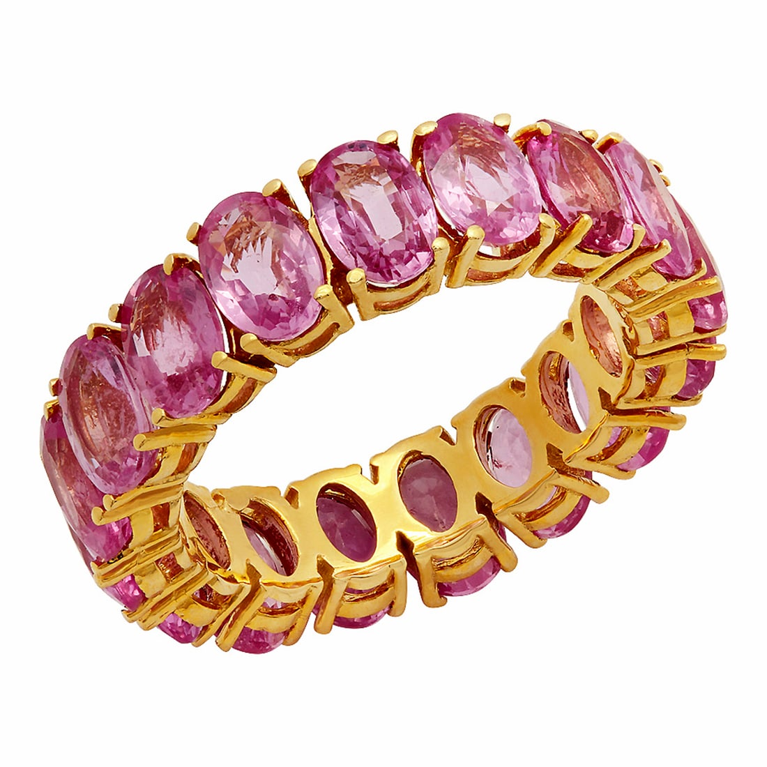 14k Yellow Gold 10.18ct Pink Sapphire Eternity Band Ring: Retail: $5,615.00 ****** 14k Yellow Gold 10.18ct Pink Sapphire Eternity Band Ring ****** Metal: 14K Yellow Gold / Total Item Weight: 6.06 grams / Country Made: United States / / Main Stone: Pink Sapph