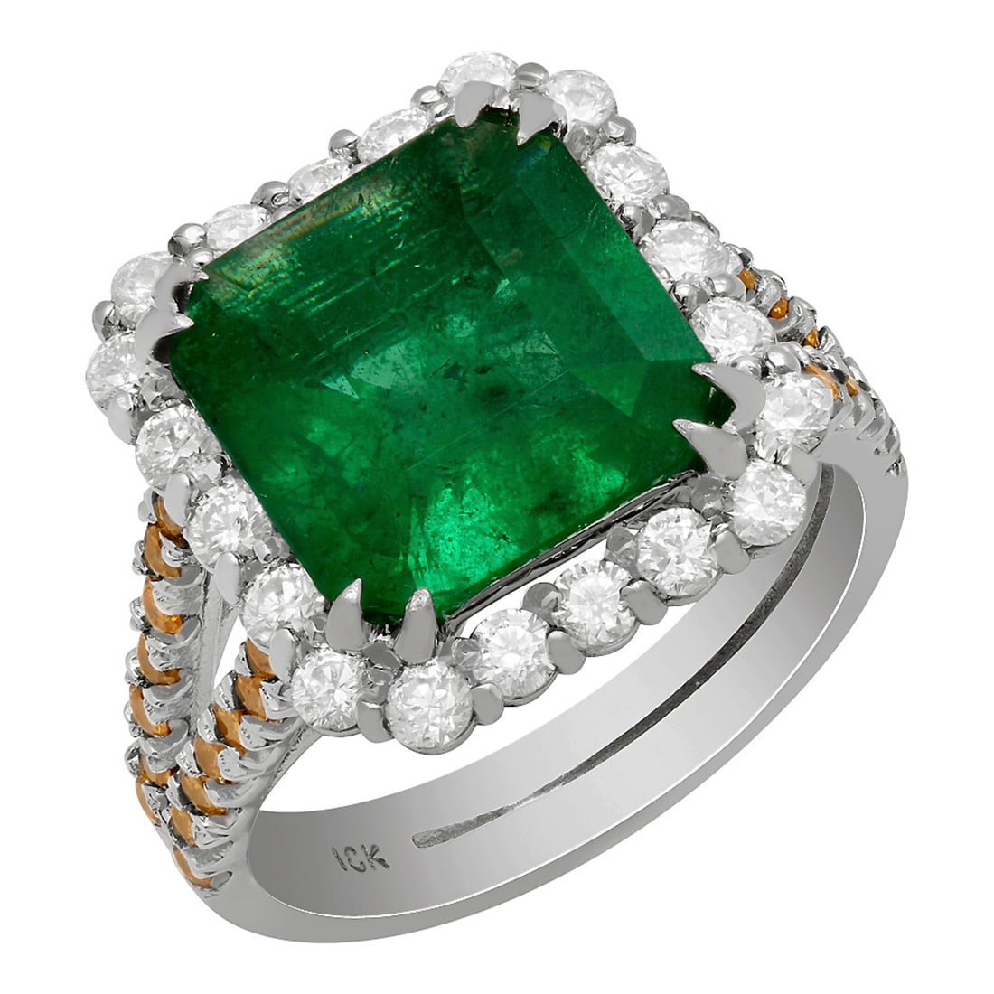 14k White Gold 4.06ct Emerald 1.00ct & 0.38ct Diamond Ring: Retail: $18,280.00 ****** 14k White Gold 4.06ct Emerald 1.00ct & 0.38ct Diamond Ring ****** Metal: 14K White Gold / Total Item Weight: 8.90 grams / Country Made: United States / / Main Stone: Emerald