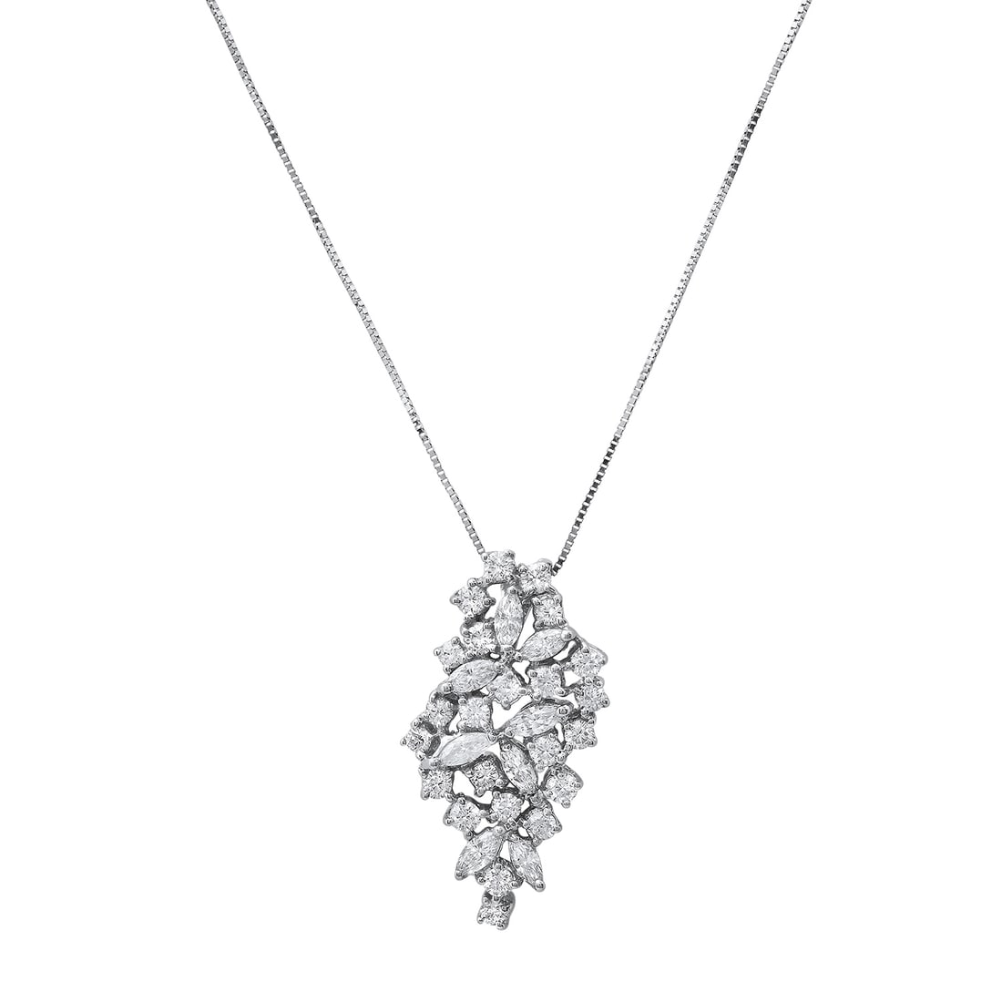 18K White Gold Setting with 1.80tcw Diamond Pendant: Retail: $10,000.00 ****** 18K White Gold Setting with 1.80tcw Diamond Pendant ****** Size: 18 / Metal: 18K White Gold / Total Item Weight: 5.5 Grams / Country Made: United States / / Main Stone: Diamo