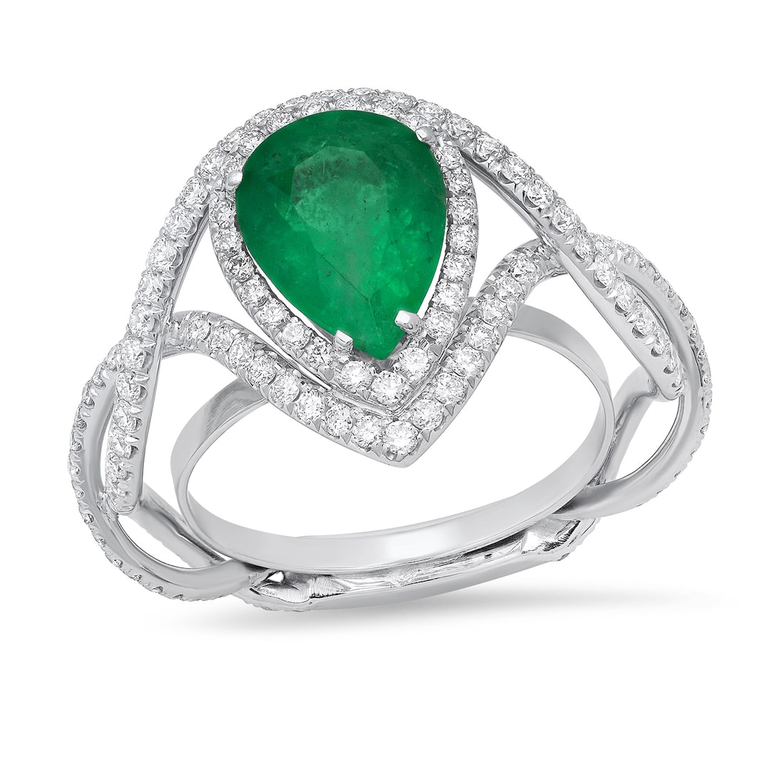 14K White Gold Setting with 2.50ct Emerald and 1.19ct Diamond Ladies Ring: Retail: $9,110.00 ****** 14K White Gold Setting with 2.50ct Emerald and 1.19ct Diamond Ladies Ring ****** Size: 7(we offer free resizing to winning bidders) / Metal: 14K White Gold / Total Item Weight