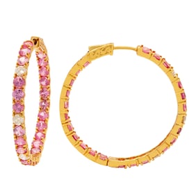 14k Yellow Gold 8.21ct Pink Sapphire 0.87ct Diamond Earrings