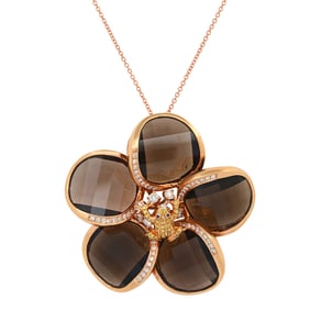 14K Rose Gold Setting with Quartz and Diamond Frog Setting