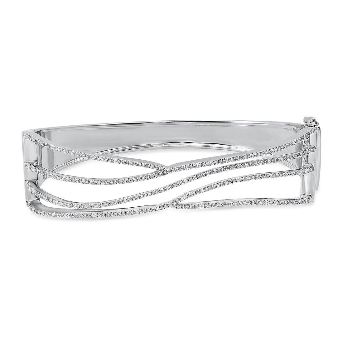 14K White Gold Setting with 1.18ct LALI" Designor Diamond Bangle Bracelet": Retail: $5,990.00 ****** 14K White Gold Setting with 1.18ct LALI" Designor Diamond Bangle Bracelet ****** Size: 2.5" by 2.25" / Metal: 14K White Gold / Total Item Weight: 29.5 Grams / Country Made: Un