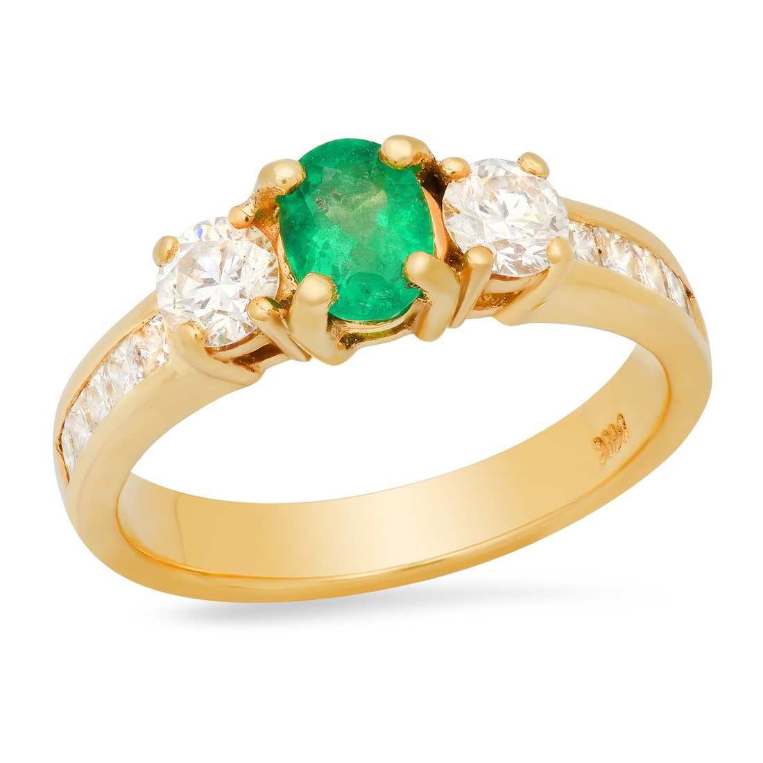 14K Yellow Gold Setting with 0.60ct Emerald and 0.90ct Diamond Ring: Retail: $4,480.00 ****** 14K Yellow Gold Setting with 0.60ct Emerald and 0.90ct Diamond Ring ****** Size: 7.5 (we offer free resizing to winning bidders) / Metal: 14K Yellow Gold / Total Item Weight: 