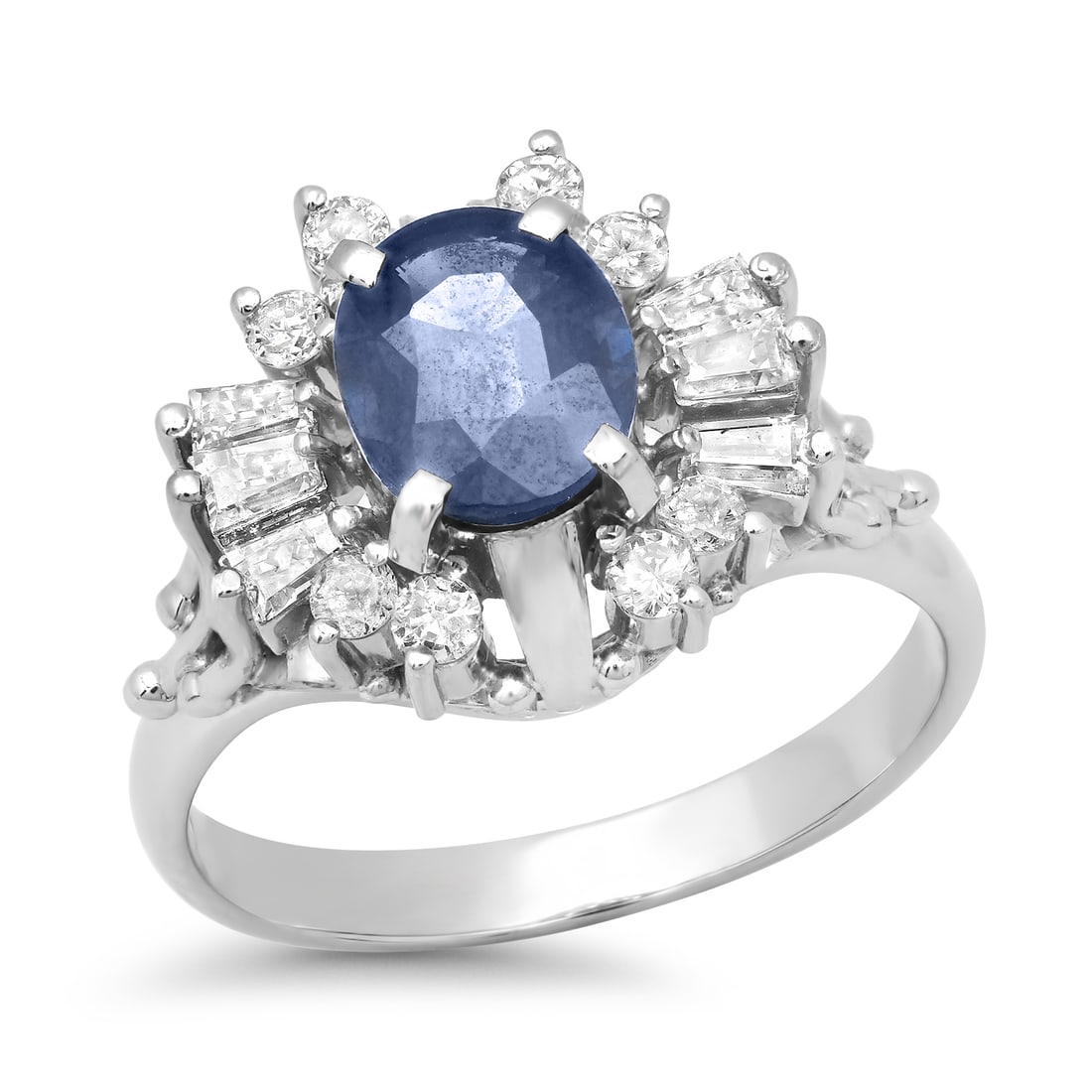 Platinum Setting with 1.29ct Sapphire and 0.55ct Diamond Ladies Ring: Retail: $4,772.00 ****** Platinum Setting with 1.29ct Sapphire and 0.55ct Diamond Ladies Ring ****** Size: 7 (we offer free resizing to winning bidders) / Metal: Platinum / Total Item Weight: 7.2 Gram