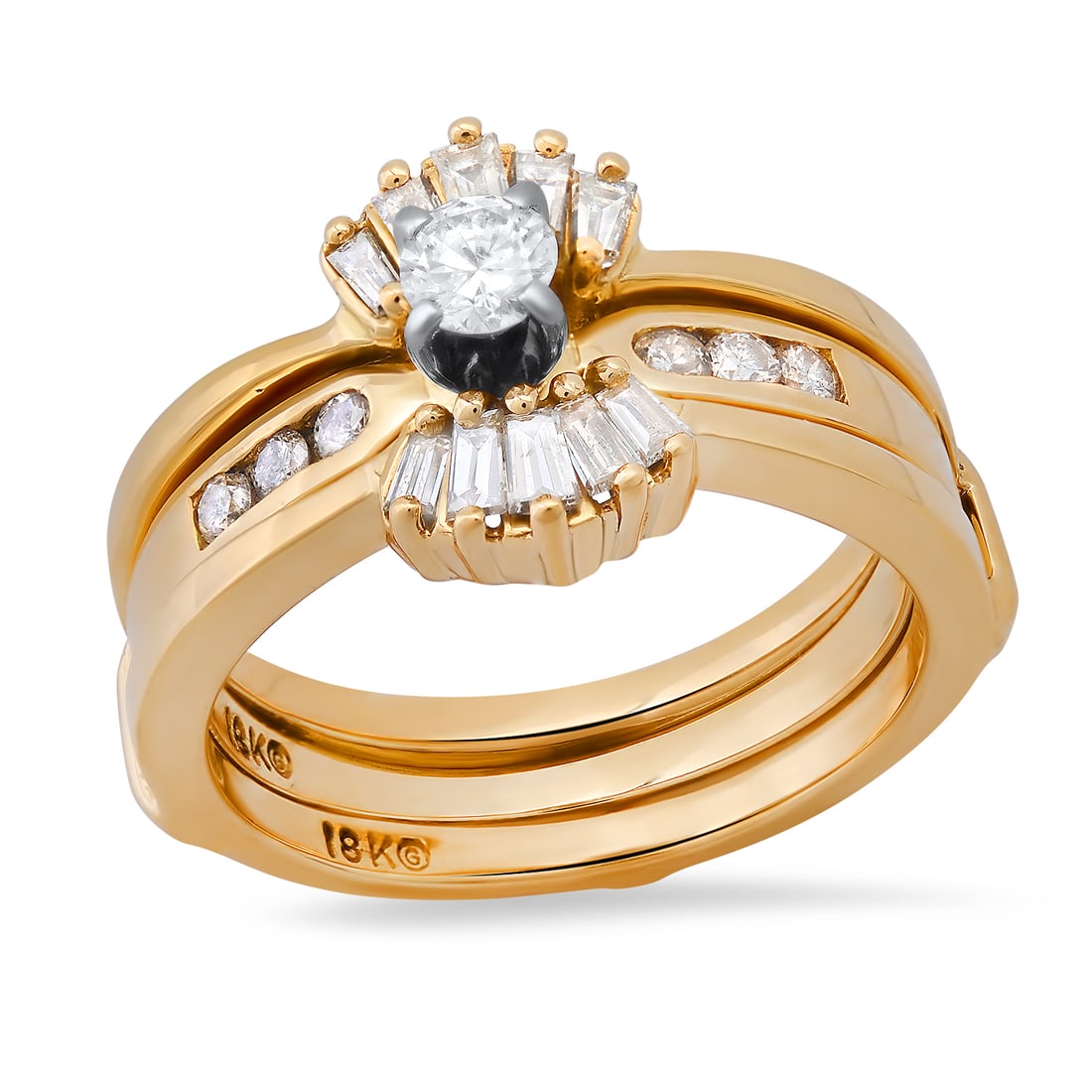 18K Yellow Gold Setting with 0.20ct Center Diamond and 0.62tcw Diamond Ladies Ring: Retail: $4,450.00 ****** 18K Yellow Gold Setting with 0.20ct Center Diamond and 0.62tcw Diamond Ladies Ring ****** Size: 6.75 (we offer free resizing to winning bidders) / Metal: 18K Yellow Gold / Tot