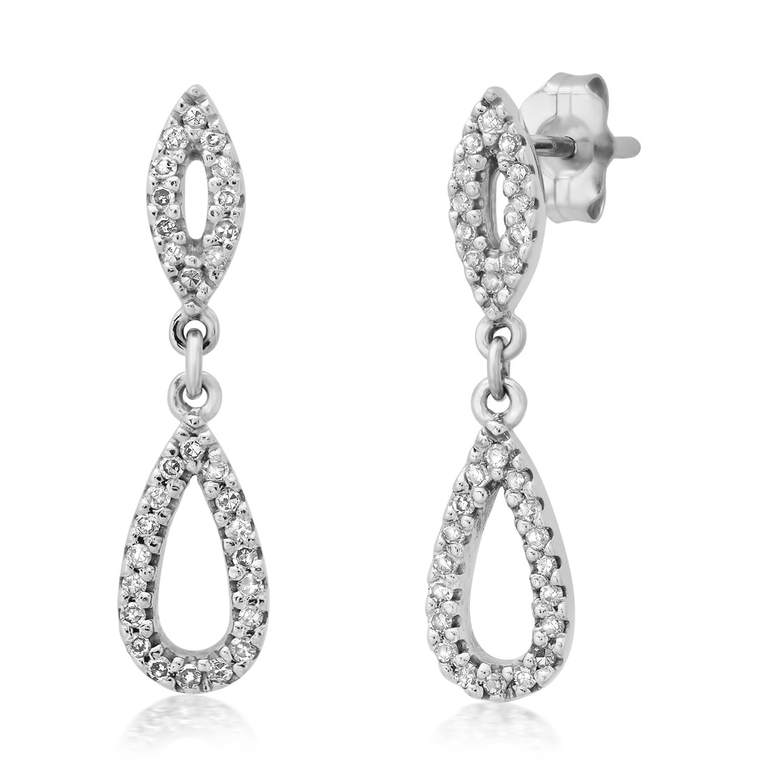 14K White Gold Setting with .68ct Diamond Earrings: Retail: $1,250.00 ****** 14K White Gold Setting with .68ct Diamond Earrings ****** Size: 7/8 Long / Metal: 14K White Gold / Total Item Weight: 1.9 Grams / Country Made: United States / / Main Stone: D