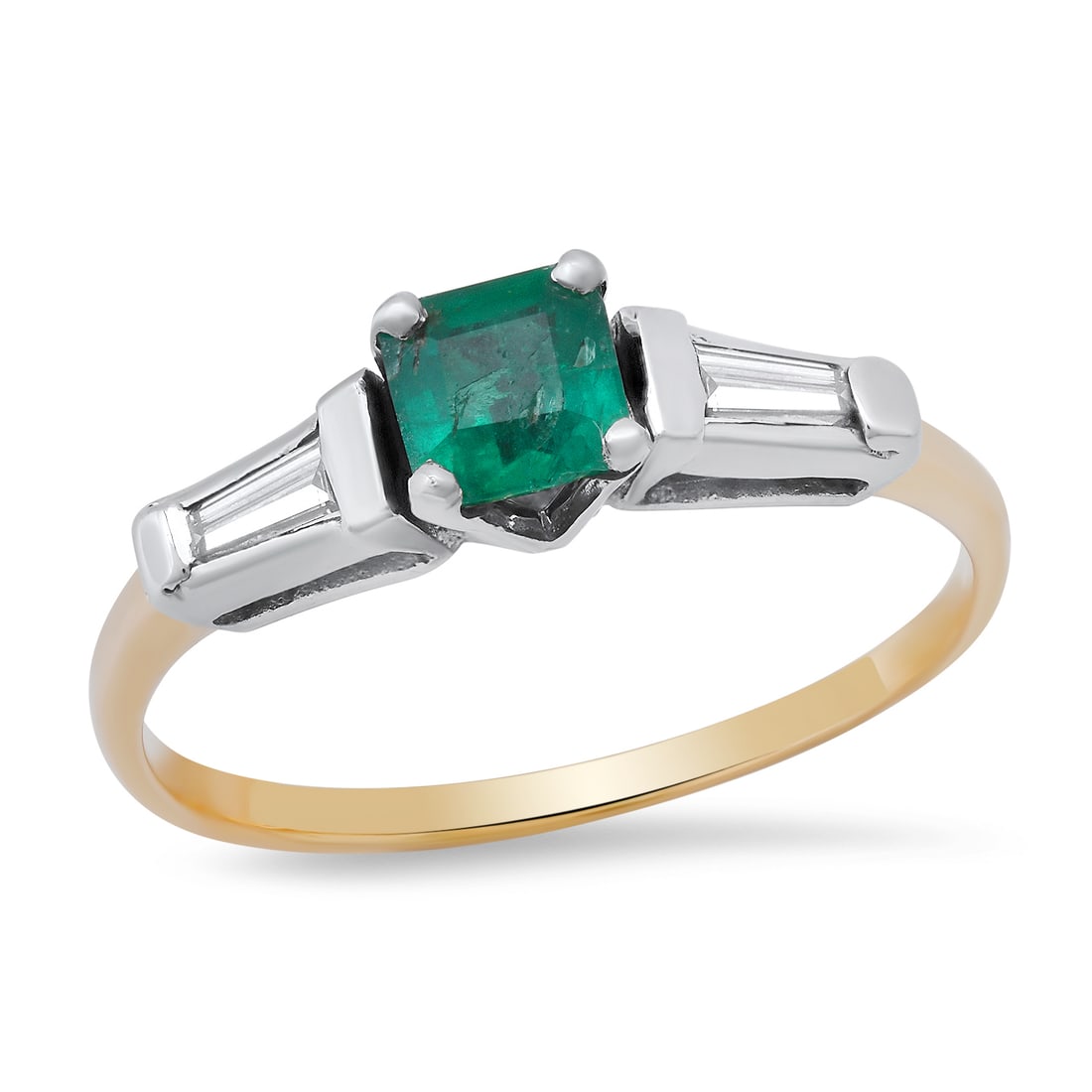 14K Yellow Gold Setting with 0.45ct Emerald and 0.30ct Diamond Ladies Ring: Retail: $3,240.00 ****** 14K Yellow Gold Setting with 0.45ct Emerald and 0.30ct Diamond Ladies Ring ****** Size: 8.5 (we offer free resizing to winning bidders) / Metal: 14K Yellow Gold / Total Item W