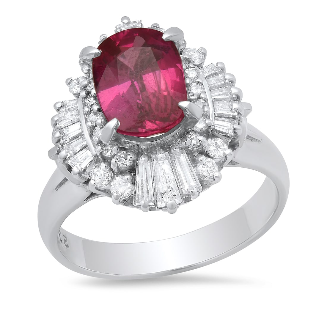 Platinum Setting with 2.16ct Pink Sapphire and 0.77ct Diamond Ladies Ring: Retail: $12,137.00 ****** Platinum Setting with 2.16ct Pink Sapphire and 0.77ct Diamond Ladies Ring ****** Size: 6.5 (we offer free resizing to winning bidders) / Metal: Platinum / Total Item Weight: 