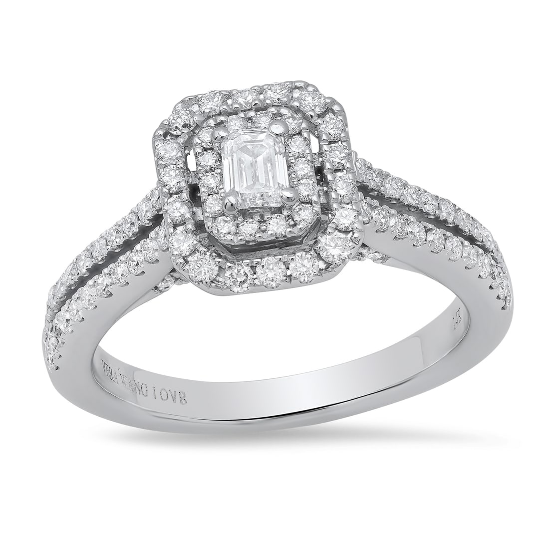 14K White Gold Setting with 0.20ct Center Diamond and 1.00tcw Diamond Ring: Retail: $4,644.00 ****** 14K White Gold Setting with 0.20ct Center Diamond and 1.00tcw Diamond Ring ****** Size: 7 (we offer free resizing to winning bidders) / Metal: 14K White Gold / Total Item Weig