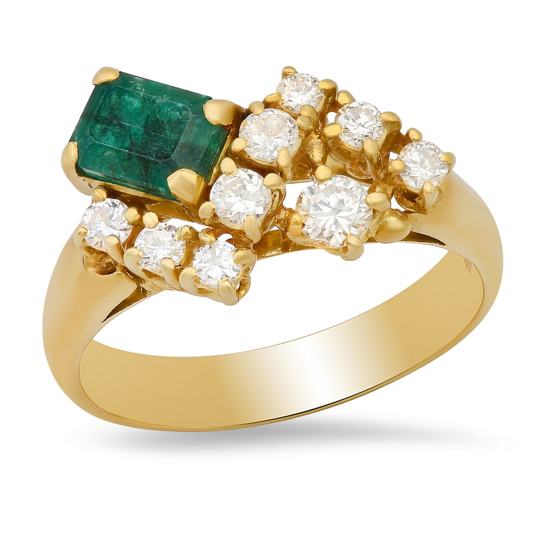 18K Yellow Gold Setting with 0.79ct Emerald and 0.61ct Diamond Ladies Ring: Retail: $3,762.00 ****** 18K Yellow Gold Setting with 0.79ct Emerald and 0.61ct Diamond Ladies Ring ****** Metal: 18K Yellow Gold / Total Item Weight: 5.3 Grams / Country Made: United States / / Main