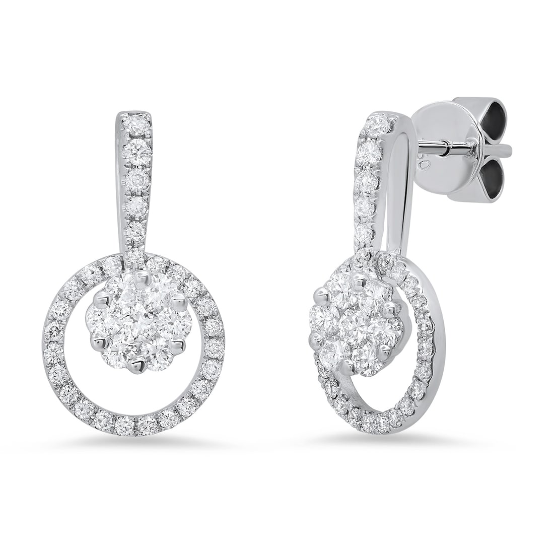 18K White Gold Setting with 0.93ct Diamond Ladies Earrings: Retail: $7,438.00 ****** 18K White Gold Setting with 0.93ct Diamond Ladies Earrings ****** Metal: 18K White Gold / Total Item Weight: 4.0 Grams / Country Made: United States / / Main Stone: Diamond / 