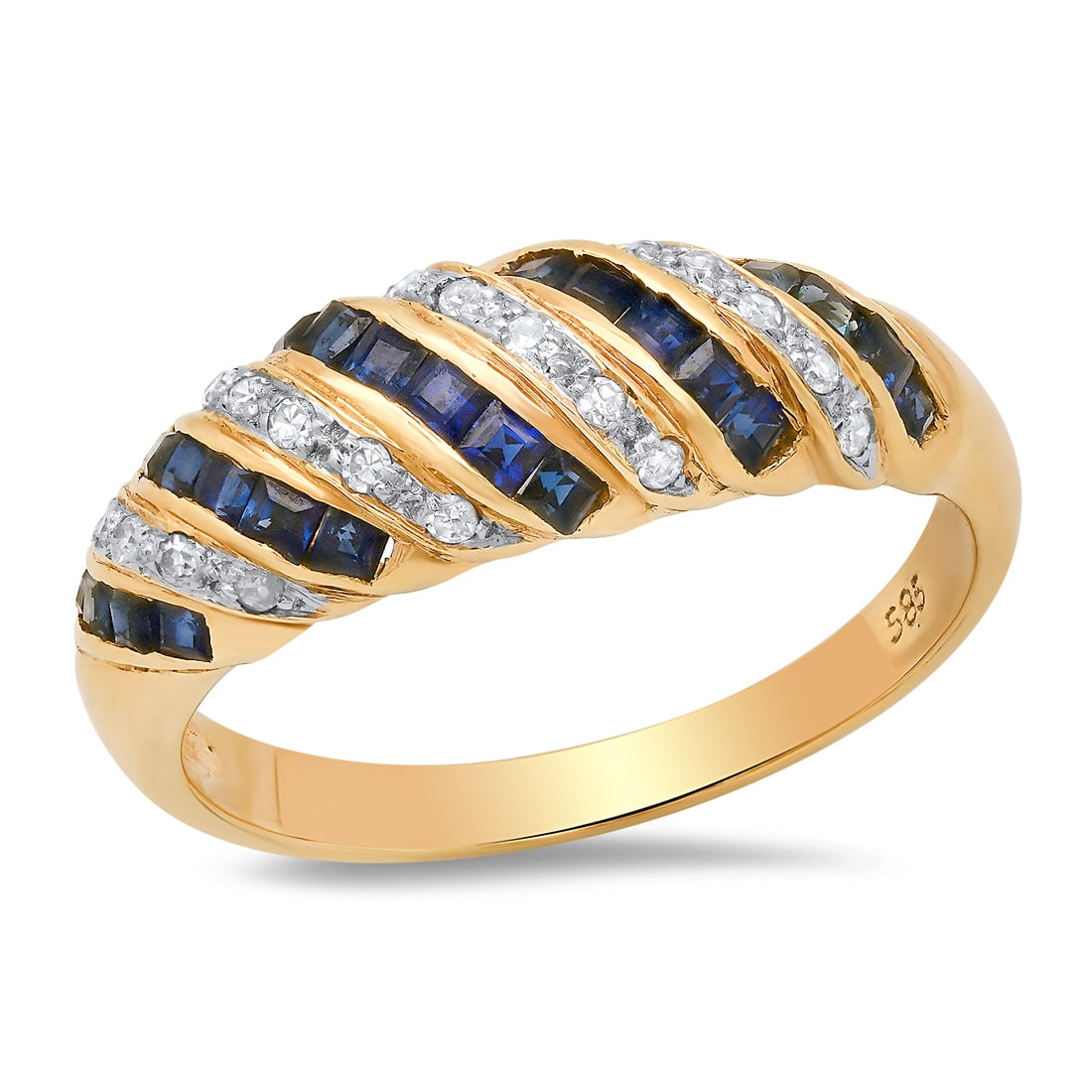 14K Yellow Gold Setting with 0.40ct Sapphire and 0.05ct Diamond Ladies Ring: Retail: $1,150.00 ****** 14K Yellow Gold Setting with 0.40ct Sapphire and 0.05ct Diamond Ladies Ring ****** Size: 6.5 / Metal: 14K Yellow Gold / Total Item Weight: 2.8 Grams / Country Made: United Sta