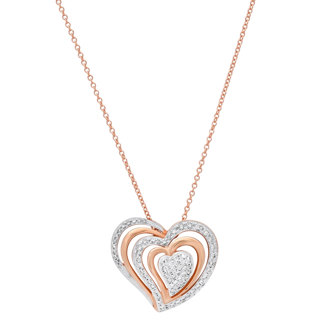 18K Rose Gold .44ct Diamond Heart" Pendant": Retail: $2,980.00 ****** 18K Rose Gold .44ct Diamond Heart" Pendant ****** Size: 18" / Metal: 18K Rose Gold / Total Item Weight: 5.7 Grams / Country Made: United States / / Main Stone: Diamond / Carat