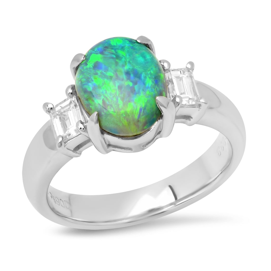 Platinum Setting with 1.78ct Opal and 0.33ct Diamond Ladies Ring: Retail: $4,480.00 ****** Platinum Setting with 1.78ct Opal and 0.33ct Diamond Ladies Ring ****** Size: 6 (we offer free resizing to winning bidders) / Metal: Platinum / Total Item Weight: 6.3 Grams / 