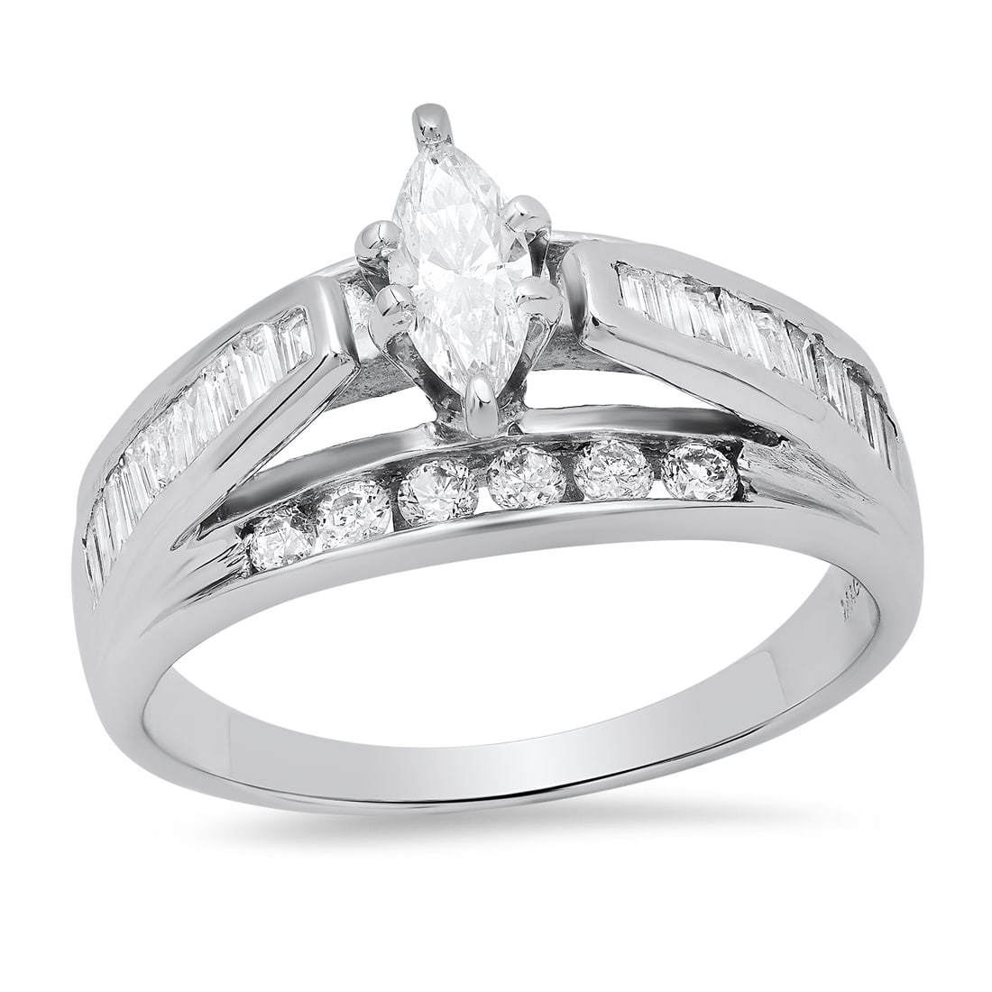 14K White Gold Setting with 0.86tcw Diamond Ladies Ring: Retail: $3,833.00 ****** 14K White Gold Setting with 0.86tcw Diamond Ladies Ring ****** Size: 6 (we offer free resizing to winning bidders) / Metal: 14K White Gold / Total Item Weight: 4.3 Grams / Cou