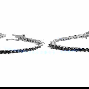 14k White Gold 5.12ct Sapphire 0.45ct Diamond Bracelet: Retail: $6,160.00 ****** 14k White Gold 5.12ct Sapphire 0.45ct Diamond Bracelet ****** Metal: 14K White Gold / Total Item Weight: 8.70 grams / Country Made: United States / / Main Stone: Sapphire /