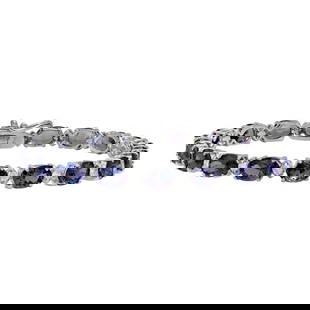 14k White Gold 14.71ct Tanzanite 0.81ct Diamond Bracelet: Retail: $7,280.00 ****** 14k White Gold 14.71ct Tanzanite 0.81ct Diamond Bracelet ****** Metal: 14K White Gold / Total Item Weight: 10.40 grams / Country Made: United States / / Main Stone: