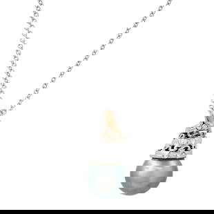 14K White and Yellow Gold Setting with 8.8mm South Sea Pearl and 0.04ct Diamond Pendant: Retail: $1,350.00 ****** 14K White and Yellow Gold Setting with 8.8mm South Sea Pearl and 0.04ct Diamond Pendant ****** Size: 18 / Metal: 14K White and Yellow Gold / Total Item Weight: 3.72 Grams /