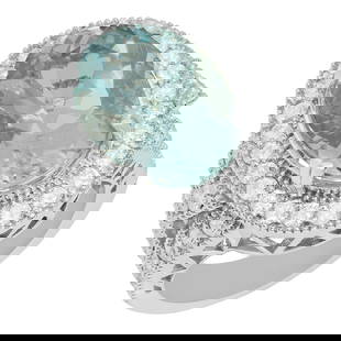 14k White Gold 9.46ct Aquamarine 1.91ct Diamond Ring: Retail: $9,490.00 ****** 14k White Gold 9.46ct Aquamarine 1.91ct Diamond Ring ****** Metal: 14K White Gold / Total Item Weight: 14.10 grams / Country Made: United States / / Main Stone: Aquamarine /