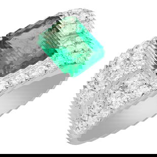 14k White Gold 3.46ct Emerald 3.68ct Diamond Ring: Retail: $28,825.00 ****** 14k White Gold 3.46ct Emerald 3.68ct Diamond Ring ****** Metal: 14K White Gold / Total Item Weight: 14.10 grams / Country Made: United States / / Main Stone: Emerald / Color: