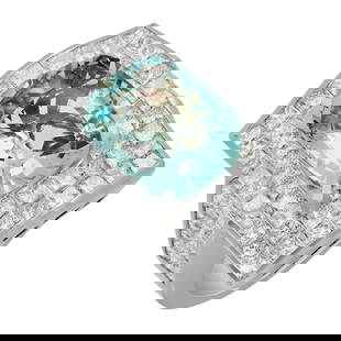 14k White Gold 7.82ct Aquamarine 7.09ct Diamond Ring: Retail: $29,555.00 ****** 14k White Gold 7.82ct Aquamarine 7.09ct Diamond Ring ****** Metal: 14K White Gold / Total Item Weight: 21.20 grams / Country Made: United States / / Main Stone: Aquamarine /