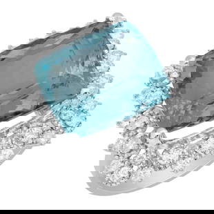 14k White Gold 12.51ct Aquamarine 0.98ct Diamond Ring: Retail: $9,385.00 ****** 14k White Gold 12.51ct Aquamarine 0.98ct Diamond Ring ****** Metal: 14K White Gold / Total Item Weight: 8.20 grams / Country Made: United States / / Main Stone: Aquamarine / C