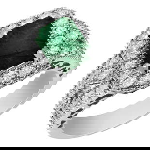 14k White Gold 2.10ct Emerald 1.19ct Diamond Ring: Retail: $7,290.00 ****** 14k White Gold 2.10ct Emerald 1.19ct Diamond Ring ****** Metal: 14K White Gold / Total Item Weight: 6.90 grams / Country Made: United States / / Main Stone: Emerald / Color: D