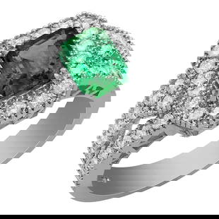 14k White Gold 1.20ct Emerald 1.18ct Diamond Ring: Retail: $6,780.00 ****** 14k White Gold 1.20ct Emerald 1.18ct Diamond Ring ****** Metal: 14K White Gold / Total Item Weight: 6.80 grams / Country Made: United States / / Main Stone: Emerald / Color: I