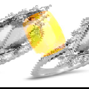 14K White Gold 4.11ct Beryl and 1.17ct Diamond Ring: Retail: $6,160.00 ****** 14K White Gold 4.11ct Beryl and 1.17ct Diamond Ring ****** Metal: 14K White Gold / Total Item Weight: 6.5 Grams / Country Made: United States / / Main Stone: Beryl / Color: