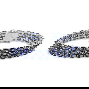 14K White Gold Setting with 27.92ct Sapphire Bracelet: Retail: $21,600.00 ****** 14K White Gold Setting with 27.92ct Sapphire Bracelet ****** Size: 7 / Metal: 14K White Gold / Total Item Weight: 24 Grams / Country Made: United States / / Main Stone: