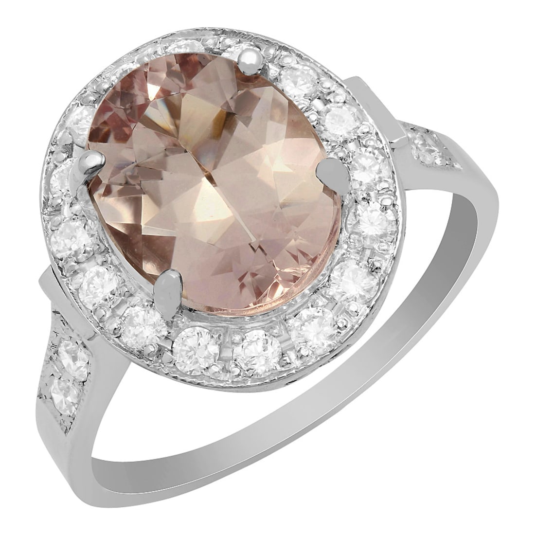 14k White Gold 2.68ct Morganite 0.56ct Diamond Ring: Retail: $6,380.00 ****** 14k White Gold 2.68ct Morganite 0.56ct Diamond Ring ****** Metal: 14K White Gold / Total Item Weight: 4.30 grams / Country Made: United States / / Main Stone: Morganite / Colo