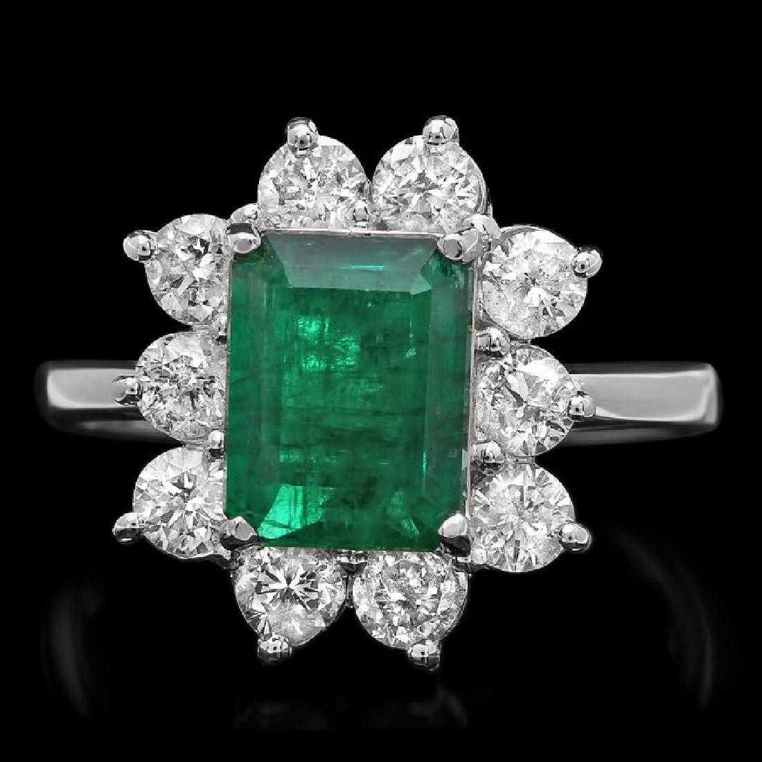 14K White Gold 2.32ct Emerald and 1.13ct Diamond Ring: Retail: $12,450.00 ****** 14K White Gold 2.32ct Emerald and 1.13ct Diamond Ring ****** Metal: 14K White Gold / Total Item Weight: 5.5 Grams / Country Made: United States / / Main Stone: Emerald / Colo