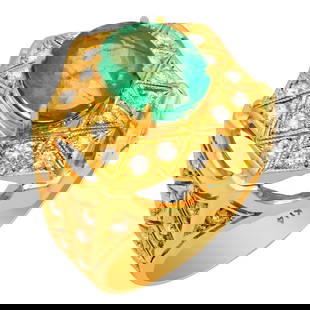 14k Yellow Gold 4.79ct Emerald 1.10ct Diamond Ring: Retail: $10,660.00 ****** 14k Yellow Gold 4.79ct Emerald 1.10ct Diamond Ring ****** Metal: 14K White Gold / Total Item Weight: 11.40 grams / Country Made: United States / / Main Stone: Emerald / Color