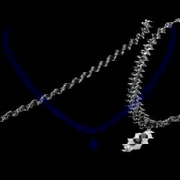 14K White Gold 53.22ct Sapphire and 1.42ct Diamond Necklace