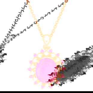 14k Rose Gold 7.55ct 0.44ct Ruby 0.47ct Diamond Pendant: Retail: $6,740.00 ****** 14k Rose Gold 7.55ct 0.44ct Ruby 0.47ct Diamond Pendant ****** Metal: 14K Rose Gold / Total Item Weight: 4.80 grams / Country Made: United States / / Main Stone: Ruby / Color: