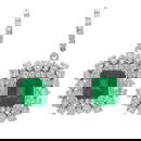 14k White Gold 5.72ct Emerald 5.69ct Diamond Earrings
