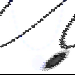 14K White Gold with 101.27ct Sapphire and 2.71ct Diamond Necklace