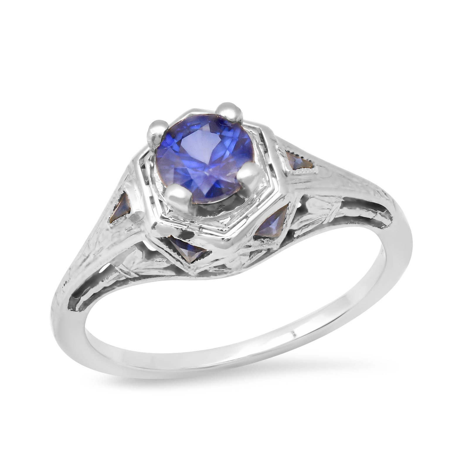 18K White Gold Setting with 0.86ct Sapphire Ladies Ring: Retail: $1,525.00 ****** 18K White Gold Setting with 0.86ct Sapphire Ladies Ring ****** Size: 6 / Metal: 18K White Gold / Total Item Weight: 2.8 Grams / Country Made: United States / / Main Stone: Sap