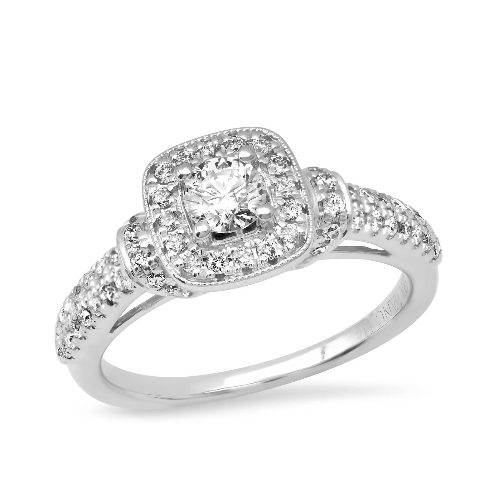 14K White Gold Setting with 0.30ct Center Diamond and 1.1tcw Vera Wang" Designor Ladies Ring": Retail: $6,310.00 ****** 14K White Gold Setting with 0.30ct Center Diamond and 1.1tcw Vera Wang" Designor Ladies Ring ****** Size: 6.75 (we offer free resizing to winning bidders) / Metal: 14K White G