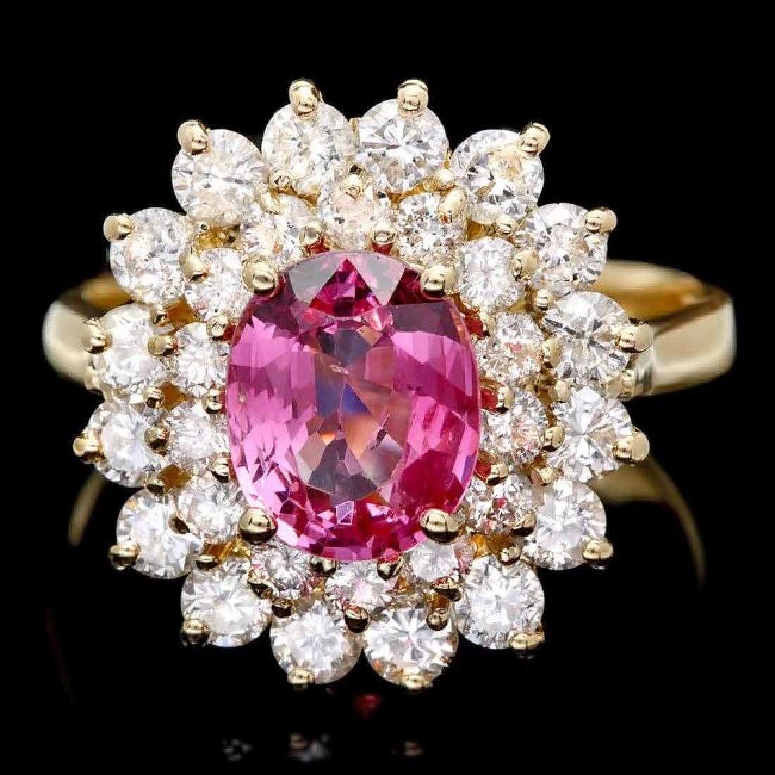 14K Yellow Gold 1.86ct Tourmaline and 1.69ct Diamond Ring: Retail: $12,180.00 ****** 14K Yellow Gold 1.86ct Tourmaline and 1.69ct Diamond Ring ****** Metal: 14K Yellow Gold / Total Item Weight: 5.5 Grams / Country Made: United States / / Main Stone: Tourmalin