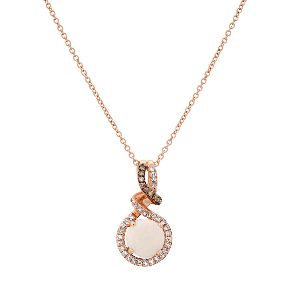 14K Rose Gold Setting with 0.80ct Opal and 0.17ct Diamond LALI" Designor Pendant": Retail: $2,200.00 ****** 14K Rose Gold Setting with 0.80ct Opal and 0.17ct Diamond LALI" Designor Pendant ****** Size: 18" / Metal: 14K Rose Gold / Total Item Weight: 2.8 Grams / Country Made: United