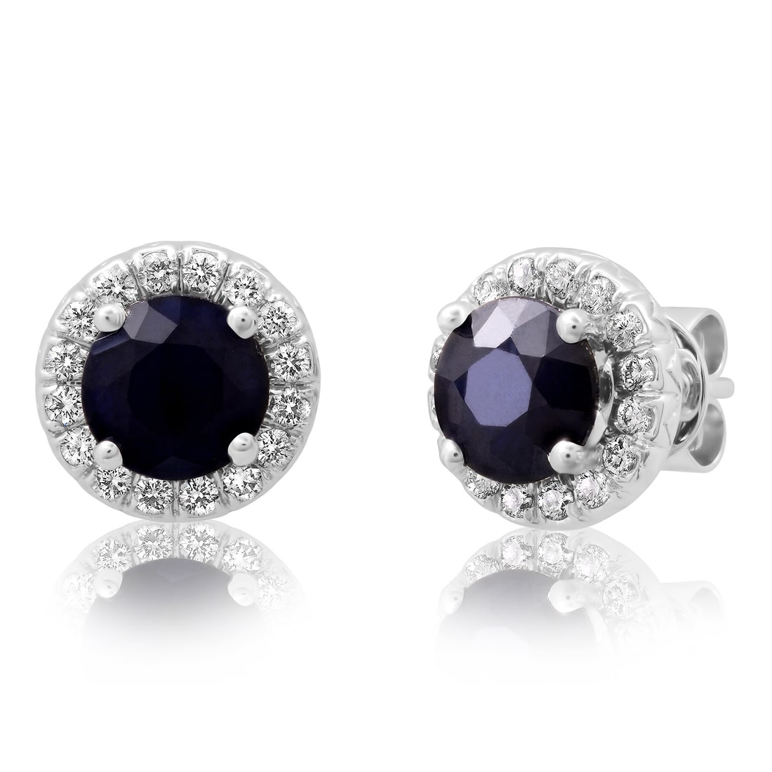 18K White Gold Settings with 4.09ct Sapphire and 0.60ct Diamond Earrings: Retail: $7,180.00 ****** 18K White Gold Settings with 4.09ct Sapphire and 0.60ct Diamond Earrings ****** Metal: 18K White Gold / Total Item Weight: 4.7 Grams / Country Made: United States / / Main Sto