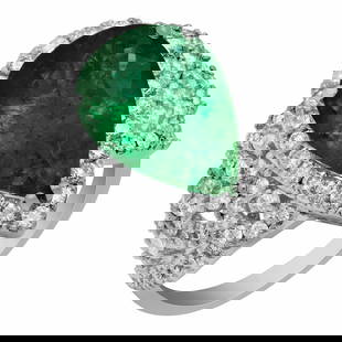 14k White Gold 4.39ct Emerald 1.21ct Diamond Ring: Retail: $21,160.00 ****** 14k White Gold 4.39ct Emerald 1.21ct Diamond Ring ****** Metal: 14K White Gold / Total Item Weight: 13.30 grams / Country Made: United States / / Main Stone: Emerald /